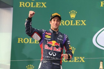 Daniel Ricciardo stood on the podium before his disqualification