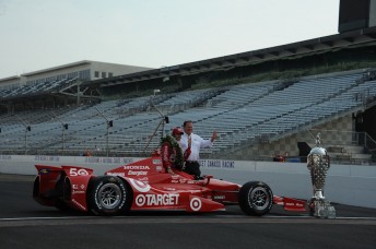 Dario Franchitti and Chip Ganassi following one of their Indy 500 wins  