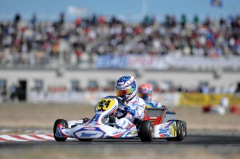 Dutchman Nyck de Vries on his way to victory in the 2010 World Karting Championship. Pic: CIK/KSP 