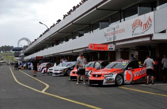 The V8 Supercars field in the Eastern Creek pitlane last year