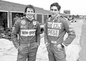 Ayrton Senna (right) and Martin Brundle (left) at Snetterton 