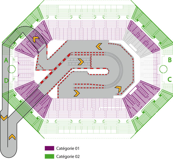 The track layout for the ERDF Kart Masters at the Palais Omnisports de Paris Bercy