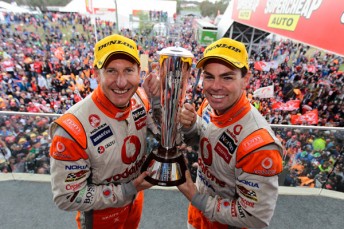 Mark Skaife and Craig Lowndes with the Peter Brock Trophy