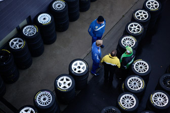 Stacks of Dunlop tyres