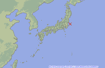 A graphic illustrating where the 6.2 quake struck today near Japan
