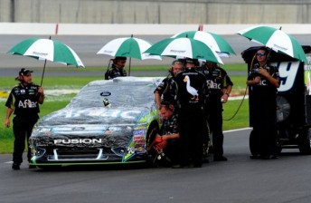 Rain hit Kansas after 22 cars had lapped the circuit