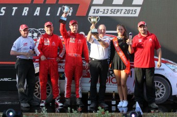 Eli Evans celebrates ARC Rally Australia victory