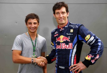 Mitch Evans with F1 driver and GP3 Series team owner Mark Webber