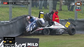 Denton and Conroy escaped this crash unscathed pic: Fox Sports 