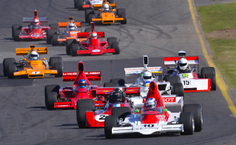 Higgins briefly led the Formula 5000 field on the opening lap of the final