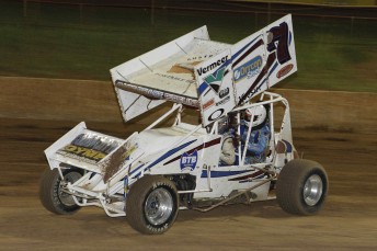 The Orrcon Steel-backed East Coast Pipeline two seater Sprintcar with Winterbottom on board