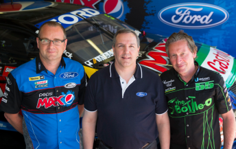 Ford boss Bob Graziano (centre) with FPR principal Tim Edwards and co-team owner Rod Nash 