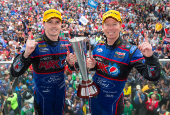 Winterbottom and Richards with the Peter Brock Trophy