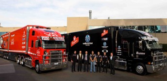 thumb Toll Holden Racing Team and Bundaberg Red drivers and staff along with Freightliner bosses show off the team