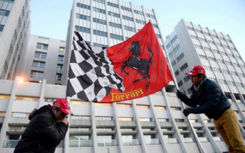 Ferrari fans outside Grenoble hospital. Pic: ABC.net.au