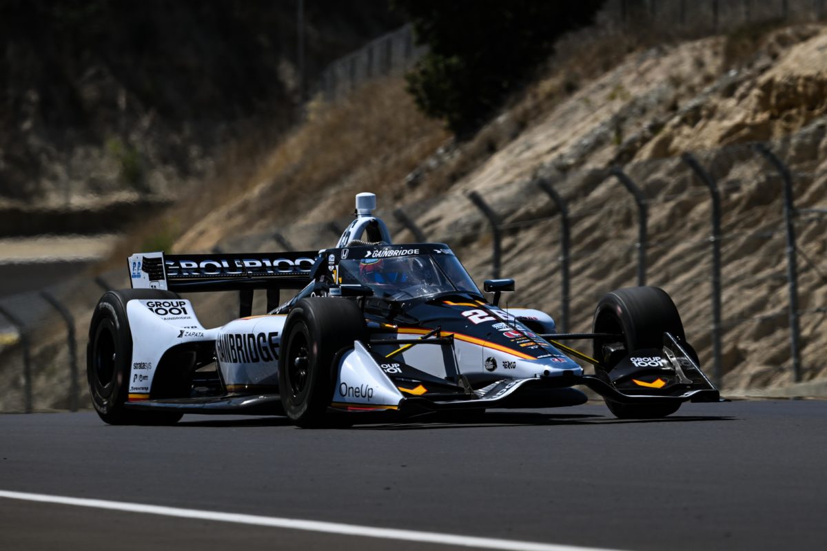 Colton Herta during the Thursday open test at WeatherTech Raceway Laguna Seca ahead of the 2023 Firestone Grand Prix of Monterey.