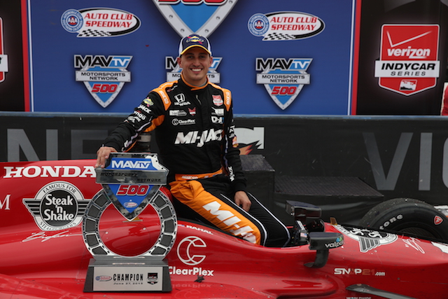 Rahal prevailed in a tense encounter at Fontana last month in a race that was laced with a spate of late race crashes