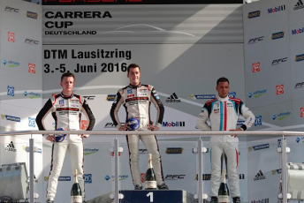 Nick Foster (right) celebrates a podium at the Lausitzring
