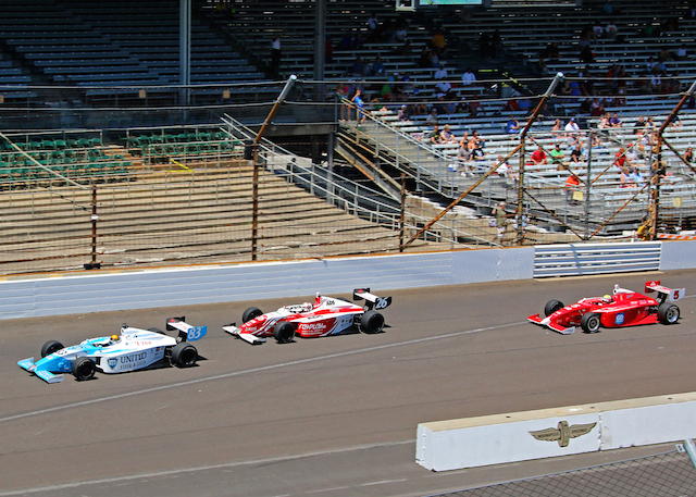 Brabham led the Freedom 100 Indy Lights race at the Brickyard last year before being narrowly beaten