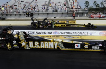 Morgan Lucas (far lane) got the best of Tony Schumacher at the Gators