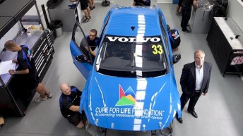 A peak at the Volvo hinting at a unique sponsorship program. Pic: Australian Financial Review