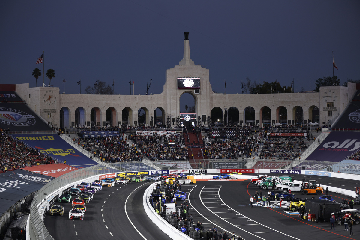 Los Angeles Memorial Coliseum will host the Clash in 2024 with the NASCAR Mexico Series on the undercard. Image: NASCAR/Getty Images