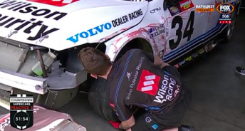 The damage to the #34 Volvo after Golding