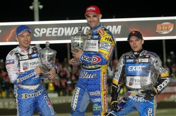 Gollob on top of the podium after his win in the Czech SGP