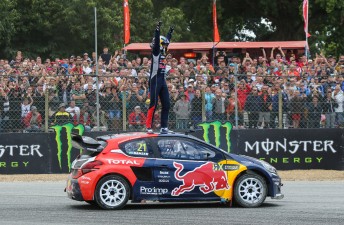 Timmy Hansen celebrates FIA World Rallycross win 