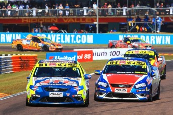 Ryan Hansford and David Sieders battling hard