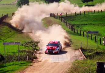 Harry Bates and co-driver John McCarthy on the opening day at Rally Australia