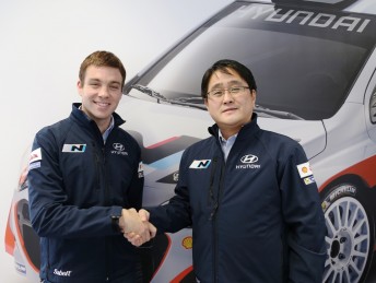 Hayden Paddon and Hyundai Motorsport president Mr Choi