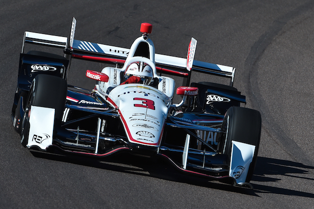 Helio Castroneves has topped the opening session of the IndyCar Series test at Phoenix International Raceway