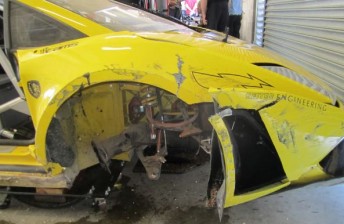 The front-right corner of the Gallardo took a major hit