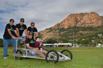 Bradley Smith, Jeremy Ward, John Davies and Kurt Valinoti with their Billy Cart in front of Townsville