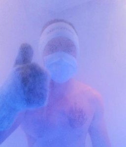 Craig Lowndes undergoes Cryosports treatment ahead of the second sprint race at Sydney Olympic Park