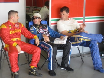 Marcos Ambrose and Michael Waltrip wait their turn during the Dubai 24 Hour
