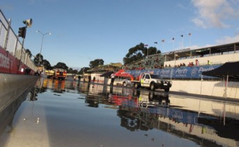 The flooding in Barbagallo Raceway