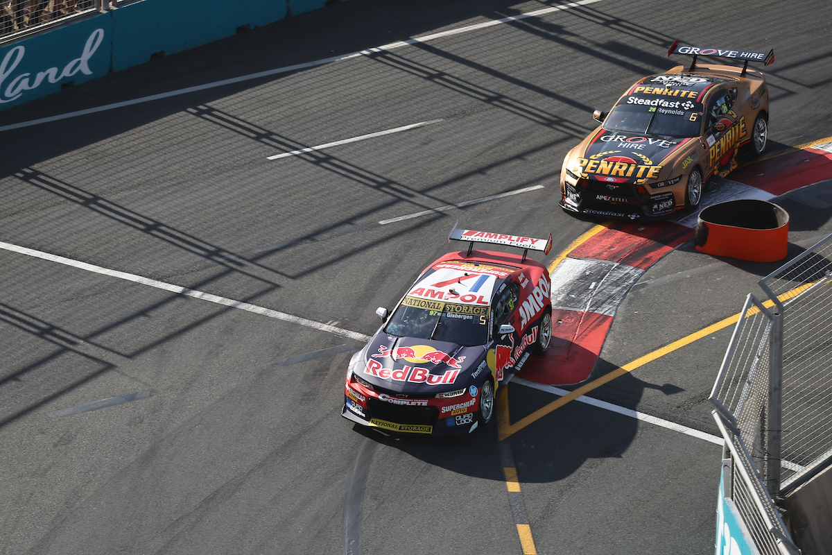 Shane van Gisbergen was coy on his thoughts about the Mustang parity updates following Race 25. Image: InSyde Media