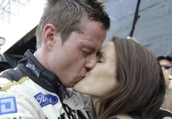 James Courtney and wife Carys celebrate championship success