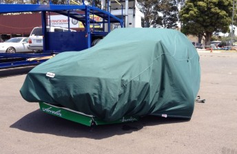 The Richards Javelin sitting forlornly in the paddock following its accident