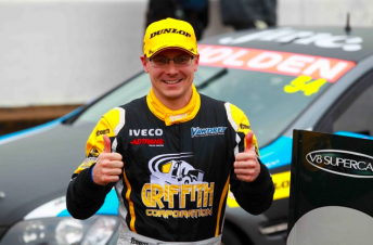 Jack Perkins celebrating his Round 4 Dunlop Series victory