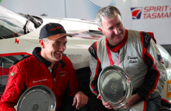James Vandenberg and Dennis Sims nursed their ailing Nissan GT-R home to win Targa Tasmania