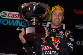 Jamie Whincup with the Race 22 trophy