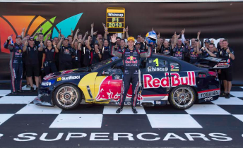 Jamie Whincup celebrates his fifth title