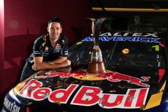 Jamie Whincup with the V8 Supercars Championship trophy