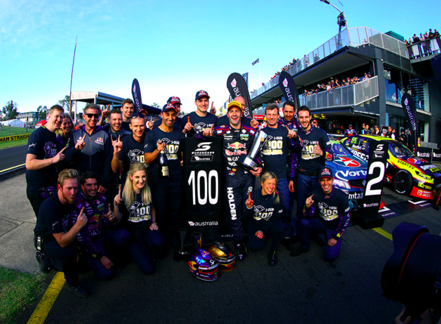 Whincup celebrates with his Red Bull team