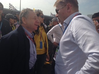Jean Todt with double F1 world champion Mika Hakkinen at the recent Macau Grand Prix