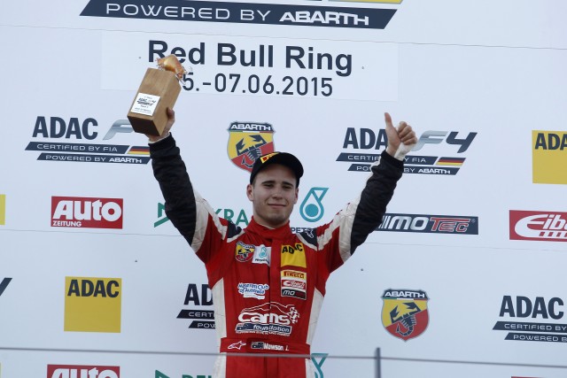 Joey Mawson celebrates a maiden victory in the ADAC Formula 4 Championship 