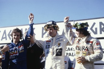 Jones celebrates victory at Las Vegas in 1981